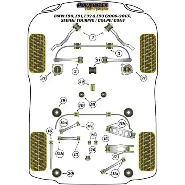 Differentialbefestigung hinten HA für BMW E90, E91, E92 & E93 (Powerflex Buchsen) - WEHRAN MOTORSPORT