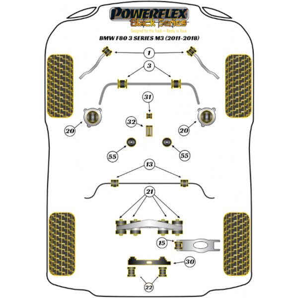 Doppelte Hinterachsdifferentialhalterung Verstärkung für BMW M3 F80 Powerflex - WEHRAN MOTORSPORT