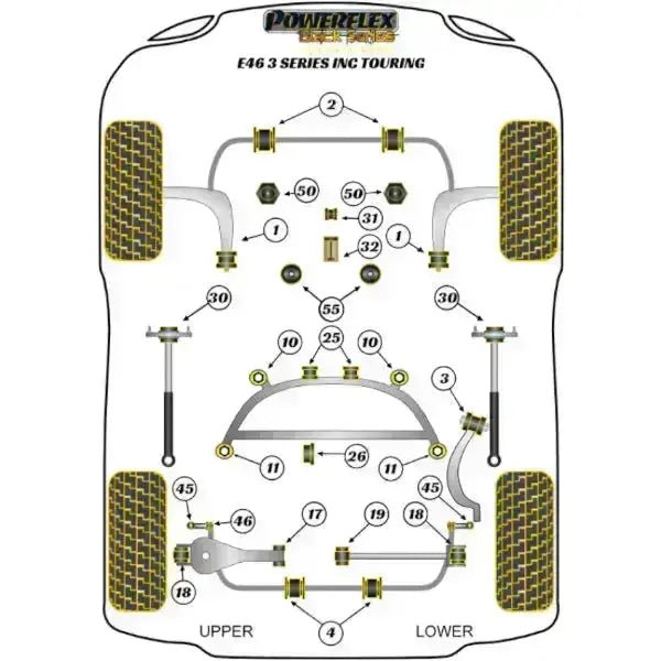 Powerflex PU - Buchsen Komplettset Handling Pack für BMW E46 (nicht M3) - WEHRAN MOTORSPORT